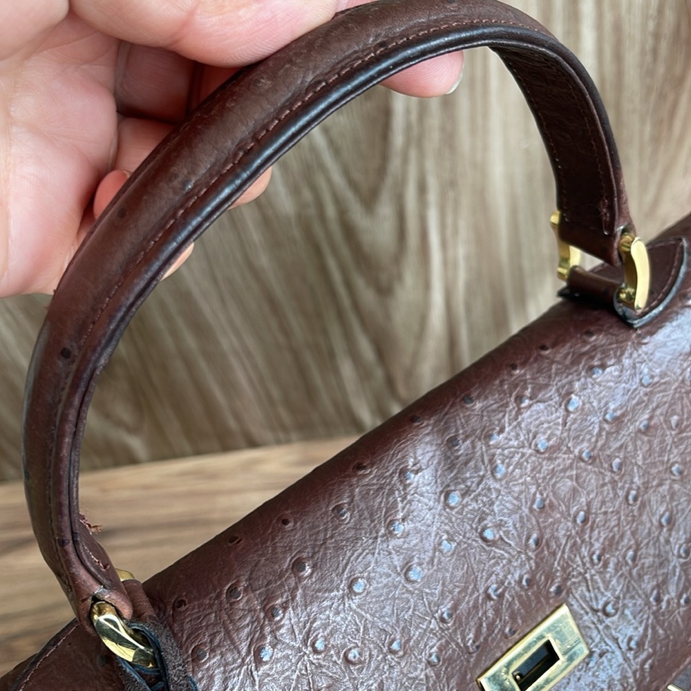 Pre-owned Classic Two-Tone Leather Top-Handle Bag - Brown & Black - Picture 7 of 12